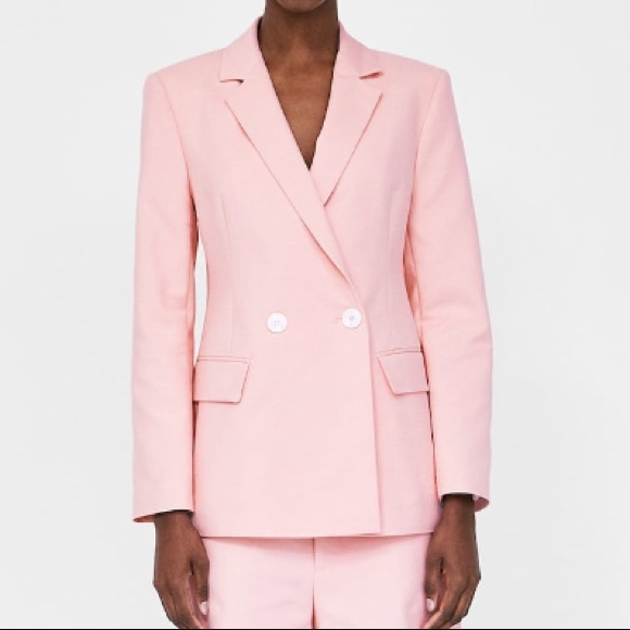 zara pink double breasted blazer